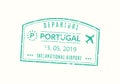 Portugal passport stamp. Visa stamp for travel. International airport grunge sign. Immigration, arrival and departure symbol.